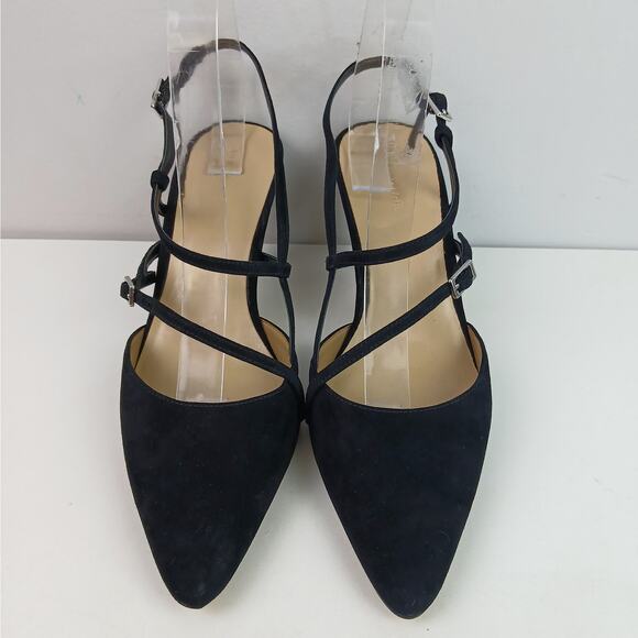 Ann Taylor SZ 8 Strappy Asymmetrical Suede Pump Style # 603186 NEW - Picture 6 of 8